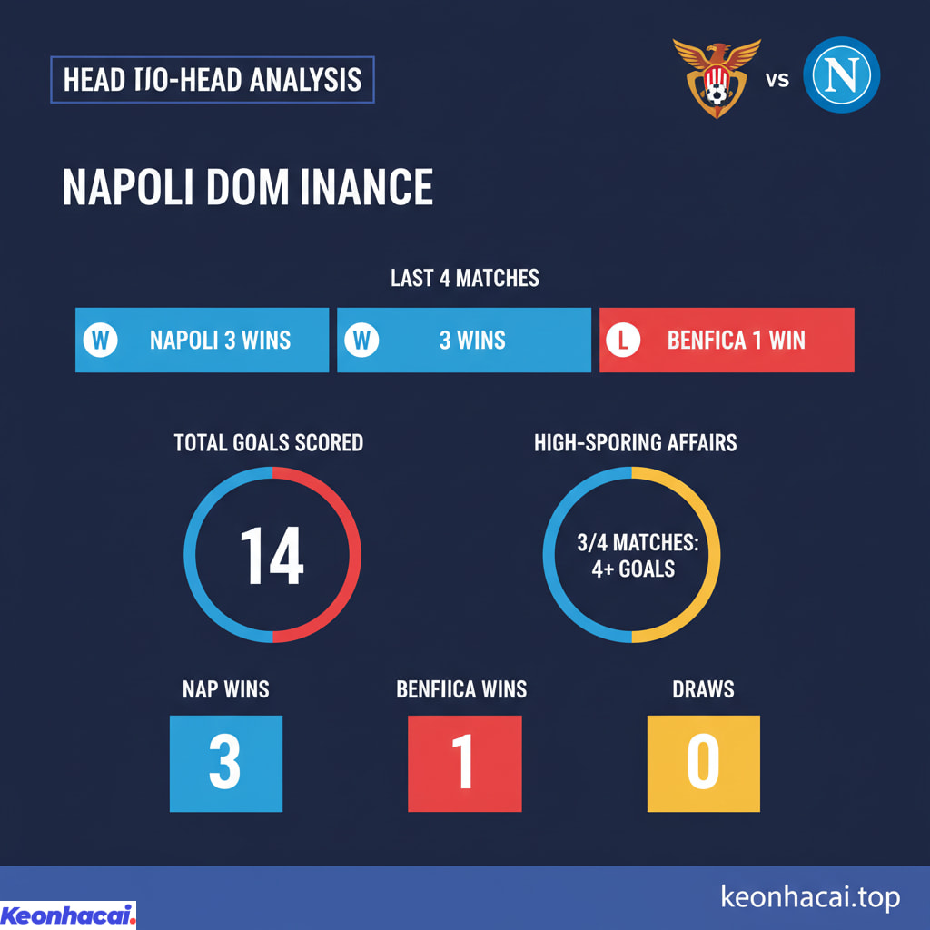 Napoli đang chiếm ưu thế vượt trội với 3 chiến thắng trong 4 lần đối đầu gần nhất