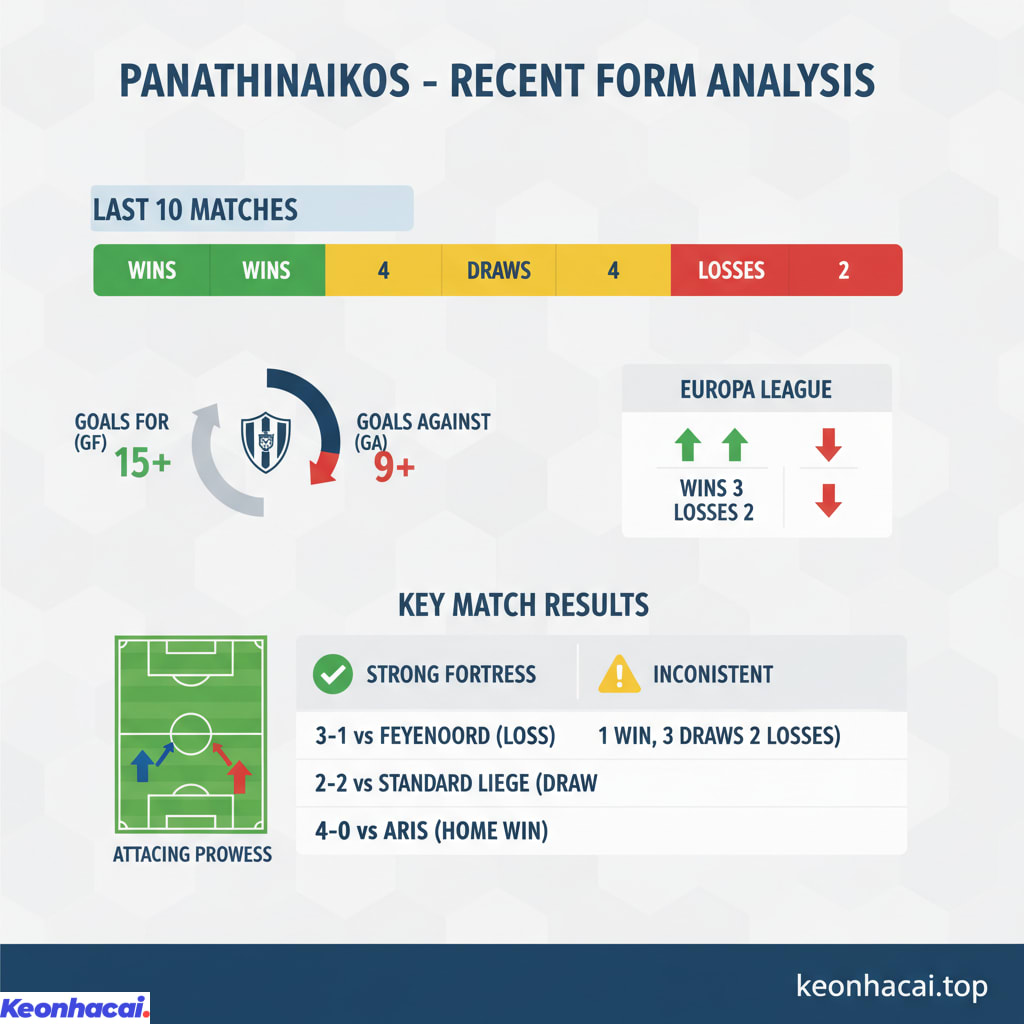 Panathinaikos đã trải qua một giai đoạn thi đấu khá thất thường nhưng vẫn có những điểm sáng nhất định