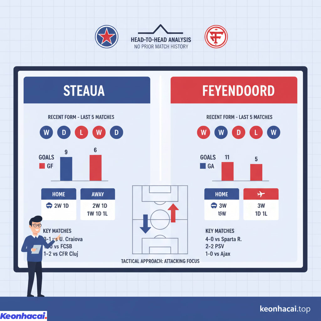 Thông tin về lịch sử đối đầu giữa các trận của Steaua và Feyenoord