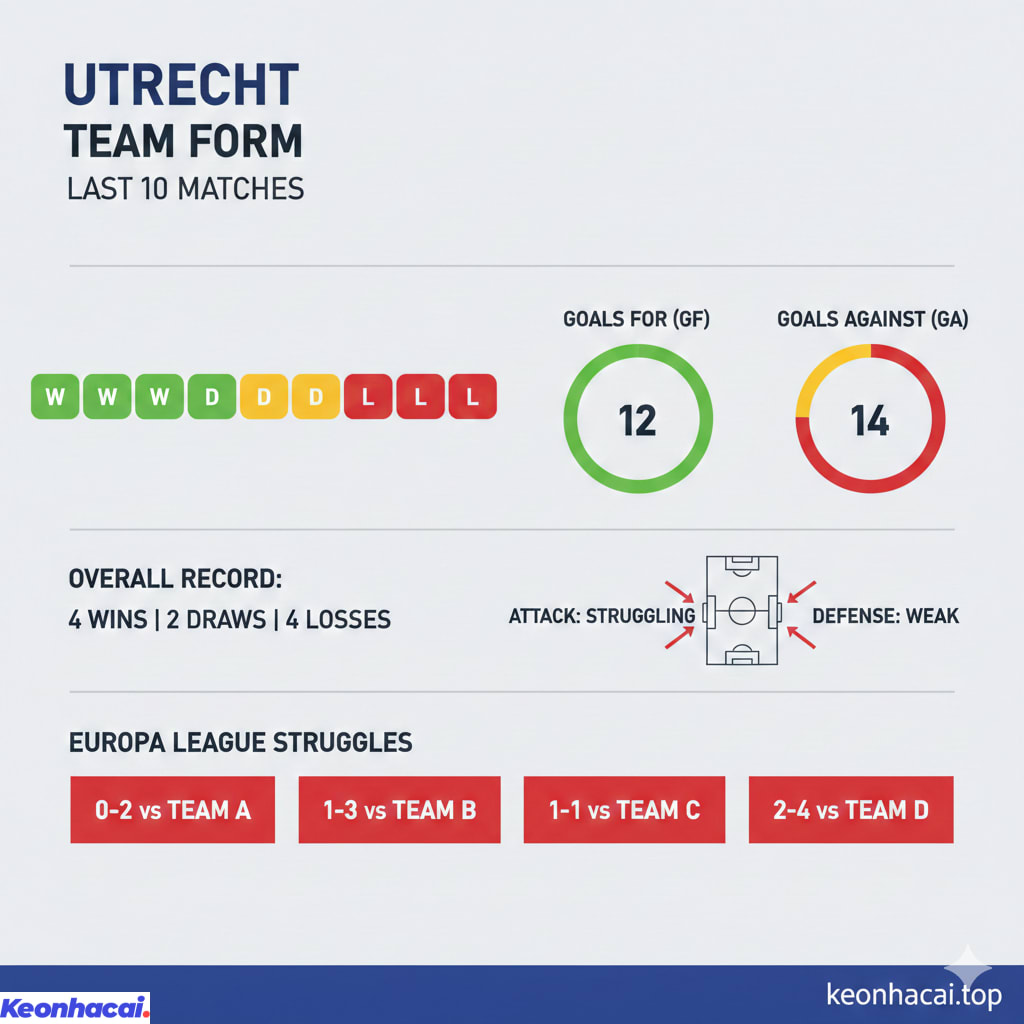 Utrecht đang trải qua giai đoạn thi đấu tương đối khó khăn